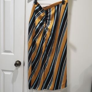 Zara Woman Large Stripe Skirt Slit in the Middle